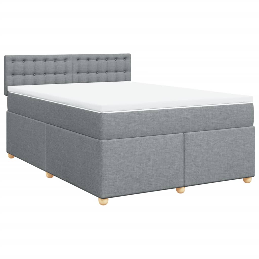 vidaXL Κρεβάτι Boxspring με Στρώμα Ανοιχτό Γκρι 140x190 εκ. Υφασμάτινο