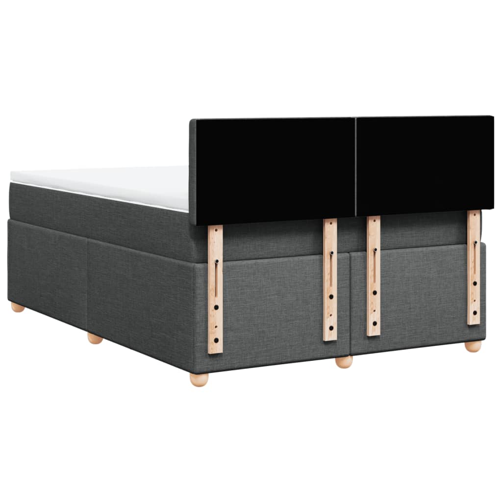 vidaXL Κρεβάτι Boxspring με Στρώμα Σκούρο Γκρι 140x190 εκ. Υφασμάτινο