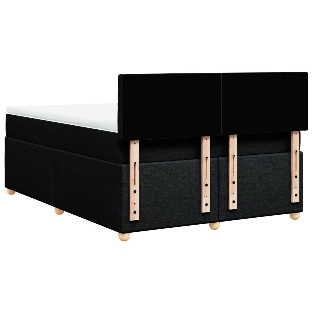 vidaXL Κρεβάτι Boxspring με Στρώμα Μαύρο 140x190 εκ. Υφασμάτινο