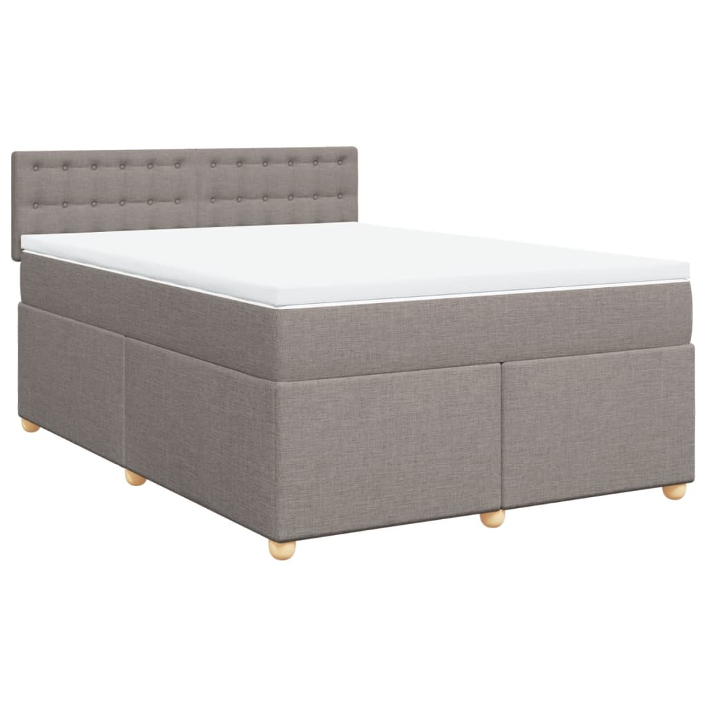 vidaXL Κρεβάτι Boxspring με Στρώμα Taupe 140x190 εκ. Υφασμάτινο