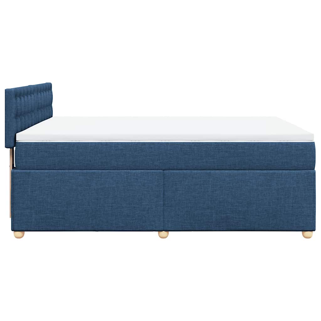 vidaXL Κρεβάτι Boxspring με Στρώμα Μπλε 140x190 εκ. Υφασμάτινο