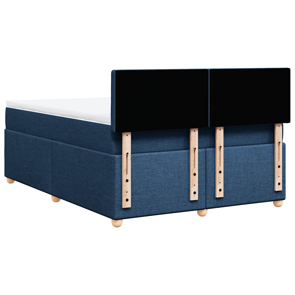 vidaXL Κρεβάτι Boxspring με Στρώμα Μπλε 140x190 εκ. Υφασμάτινο