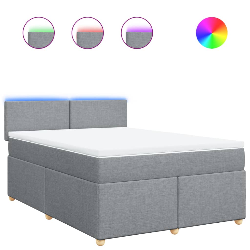 vidaXL Κρεβάτι Boxspring με Στρώμα Ανοιχτό Γκρι 140x200 εκ. Υφασμάτινο