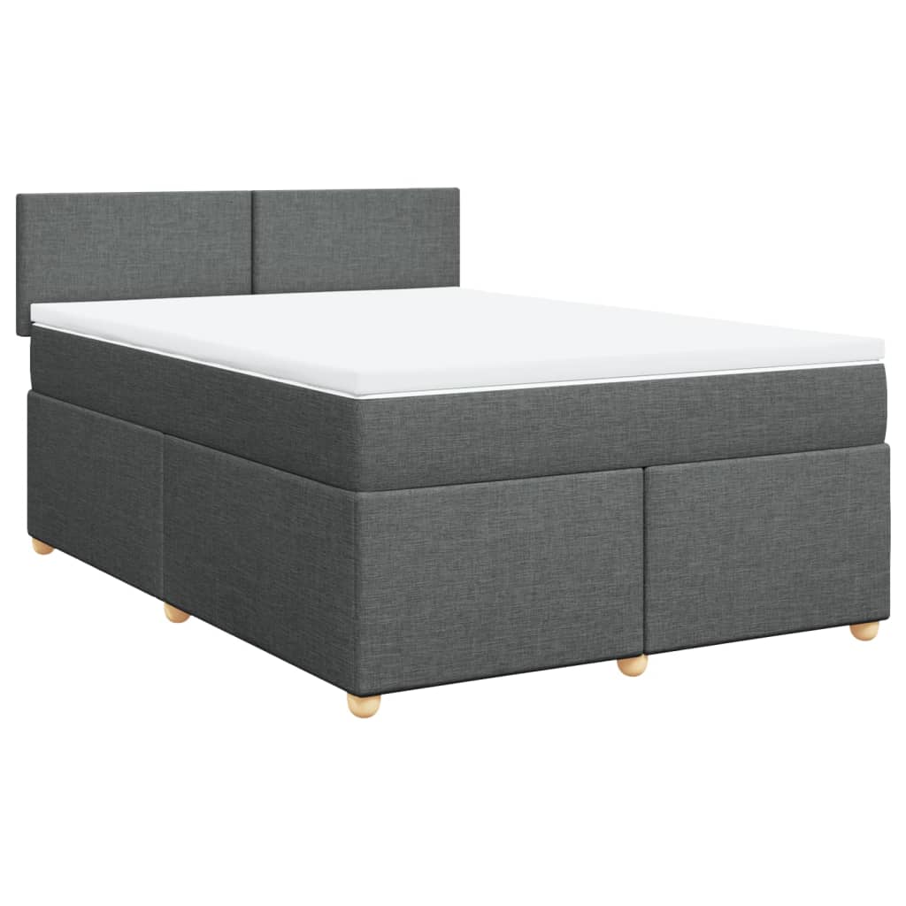 vidaXL Κρεβάτι Boxspring με Στρώμα Σκούρο Γκρι 140x200 εκ Υφασμάτινο