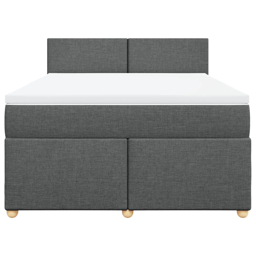 vidaXL Κρεβάτι Boxspring με Στρώμα Σκούρο Γκρι 140x200 εκ Υφασμάτινο