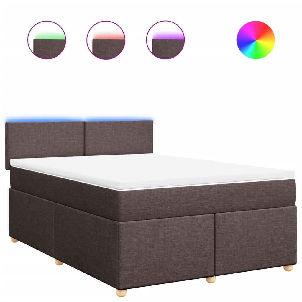 vidaXL Κρεβάτι Boxspring με Στρώμα Σκούρο Καφέ 140x200 εκ Υφασμάτινο