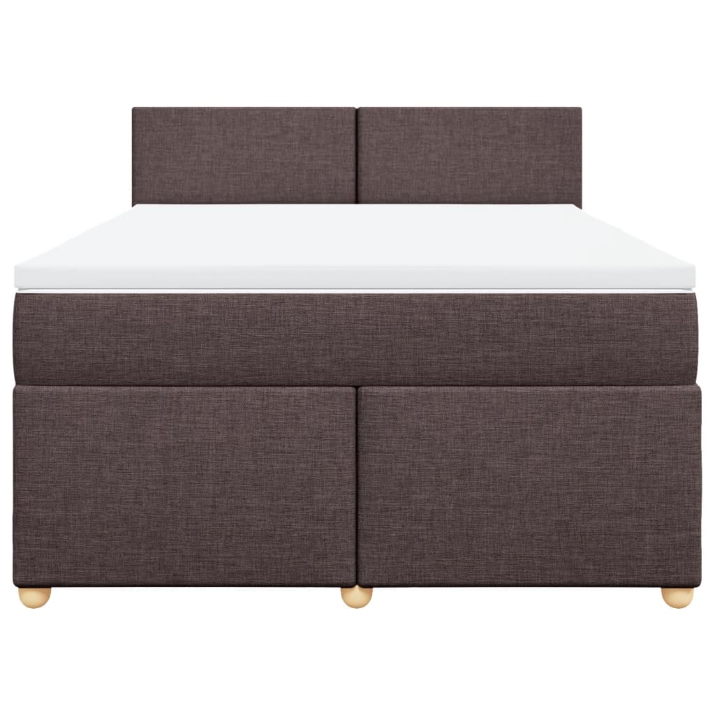 vidaXL Κρεβάτι Boxspring με Στρώμα Σκούρο Καφέ 140x200 εκ Υφασμάτινο