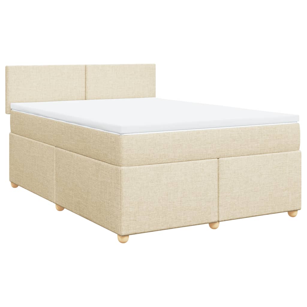 vidaXL Κρεβάτι Boxspring με Στρώμα Κρεμ 140x200 εκ. Υφασμάτινο