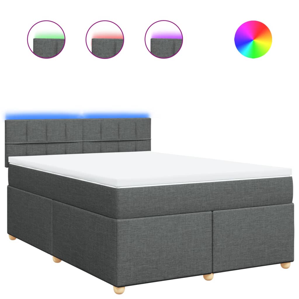 vidaXL Κρεβάτι Boxspring με Στρώμα Σκούρο Γκρι 140x200 εκ Υφασμάτινο