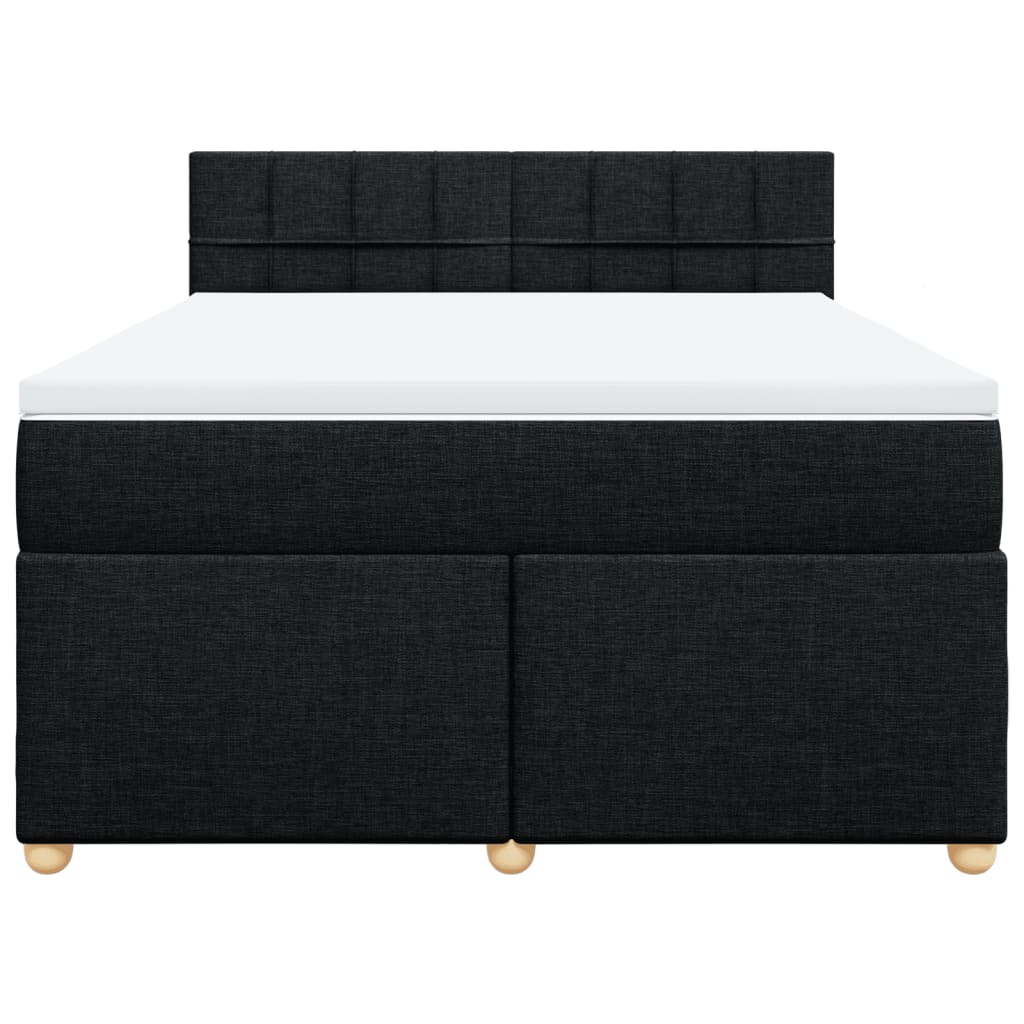 vidaXL Κρεβάτι Boxspring με Στρώμα Μαύρο 140x200 εκ. Υφασμάτινο