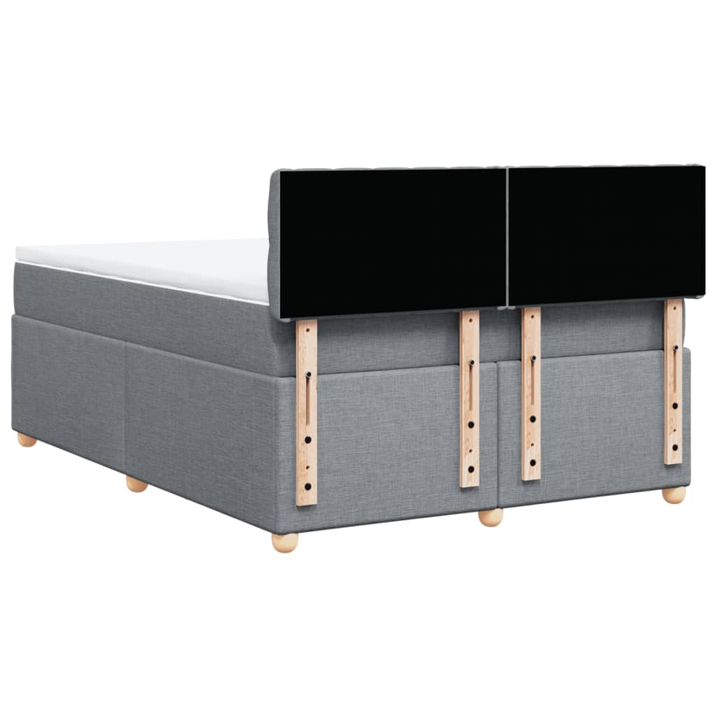 vidaXL Κρεβάτι Boxspring με Στρώμα Ανοιχτό Γκρι 140x200 εκ. Υφασμάτινο