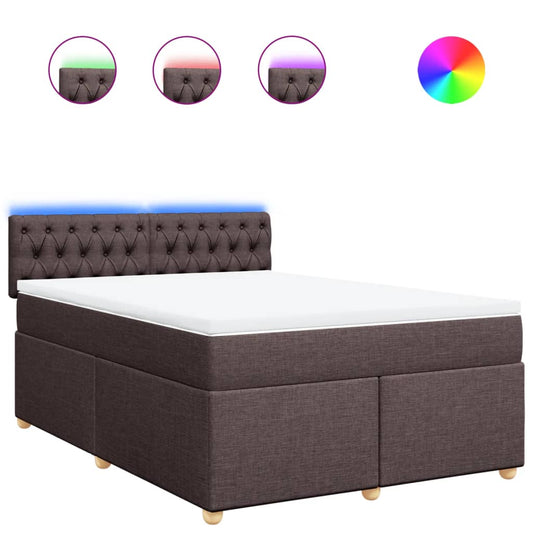 vidaXL Κρεβάτι Boxspring με Στρώμα Σκούρο Καφέ 140x200 εκ Υφασμάτινο