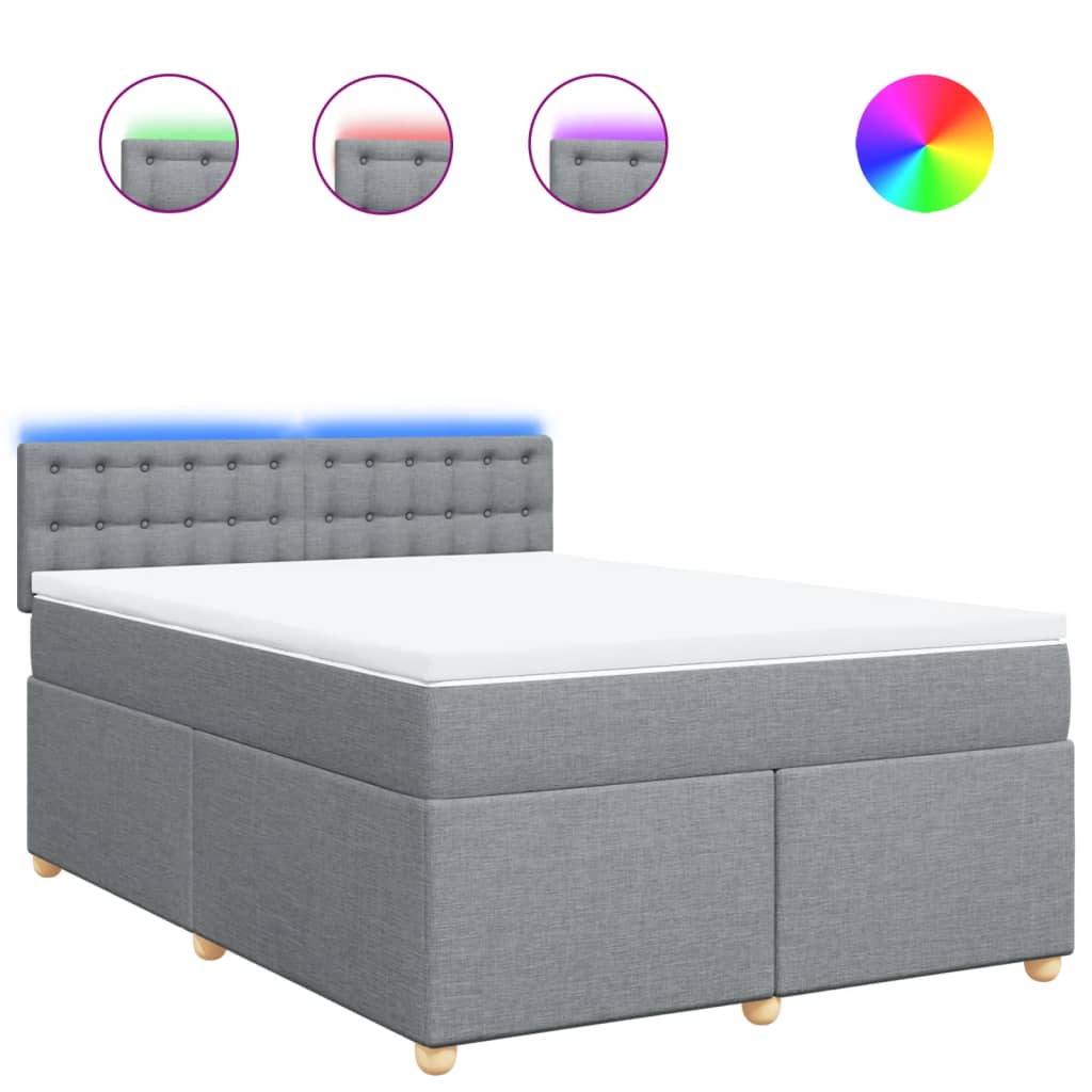 vidaXL Κρεβάτι Boxspring με Στρώμα Ανοιχτό Γκρι 140x200 εκ. Υφασμάτινο