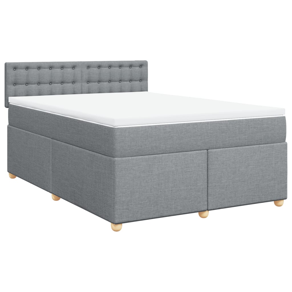 vidaXL Κρεβάτι Boxspring με Στρώμα Ανοιχτό Γκρι 140x200 εκ. Υφασμάτινο