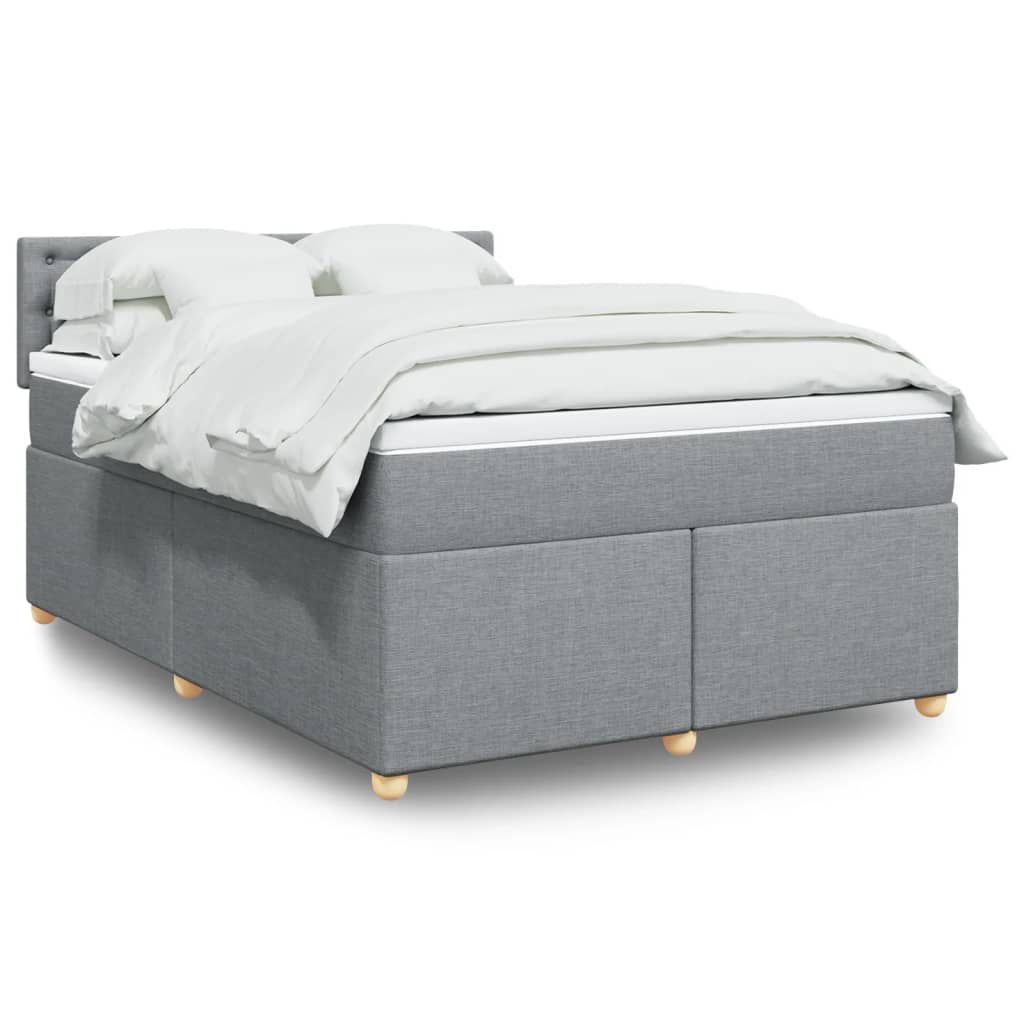 vidaXL Κρεβάτι Boxspring με Στρώμα Ανοιχτό Γκρι 140x200 εκ. Υφασμάτινο