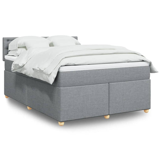 vidaXL Κρεβάτι Boxspring με Στρώμα Ανοιχτό Γκρι 140x200 εκ. Υφασμάτινο