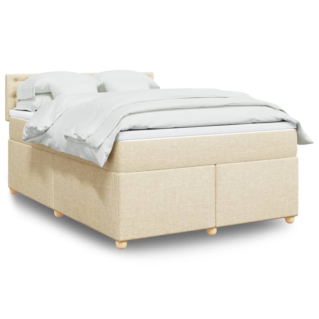 vidaXL Κρεβάτι Boxspring με Στρώμα Κρεμ 140x200 εκ. Υφασμάτινο