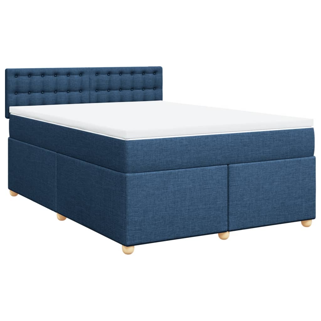 vidaXL Κρεβάτι Boxspring με Στρώμα Μπλε 140x200 εκ. Υφασμάτινο