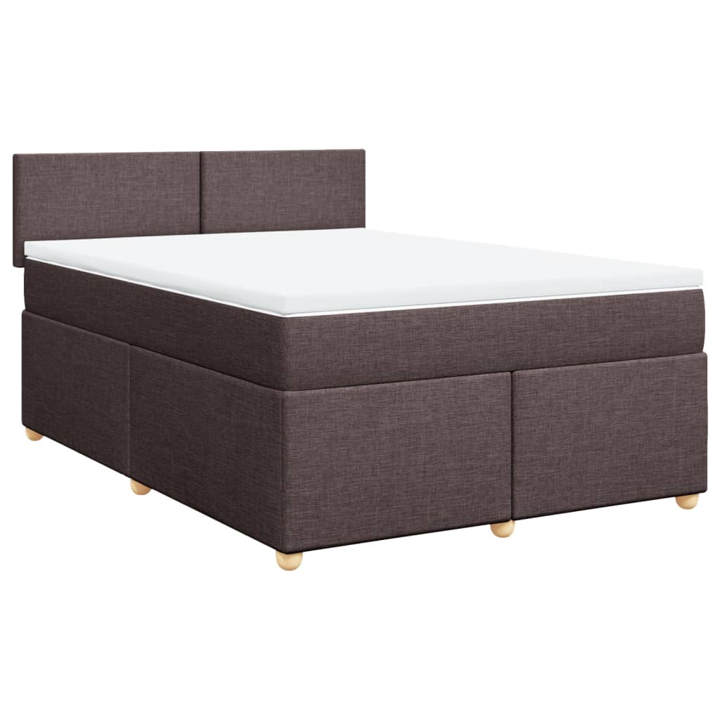 vidaXL Κρεβάτι Boxspring με Στρώμα Σκούρο Καφέ 160x200 εκ Υφασμάτινο