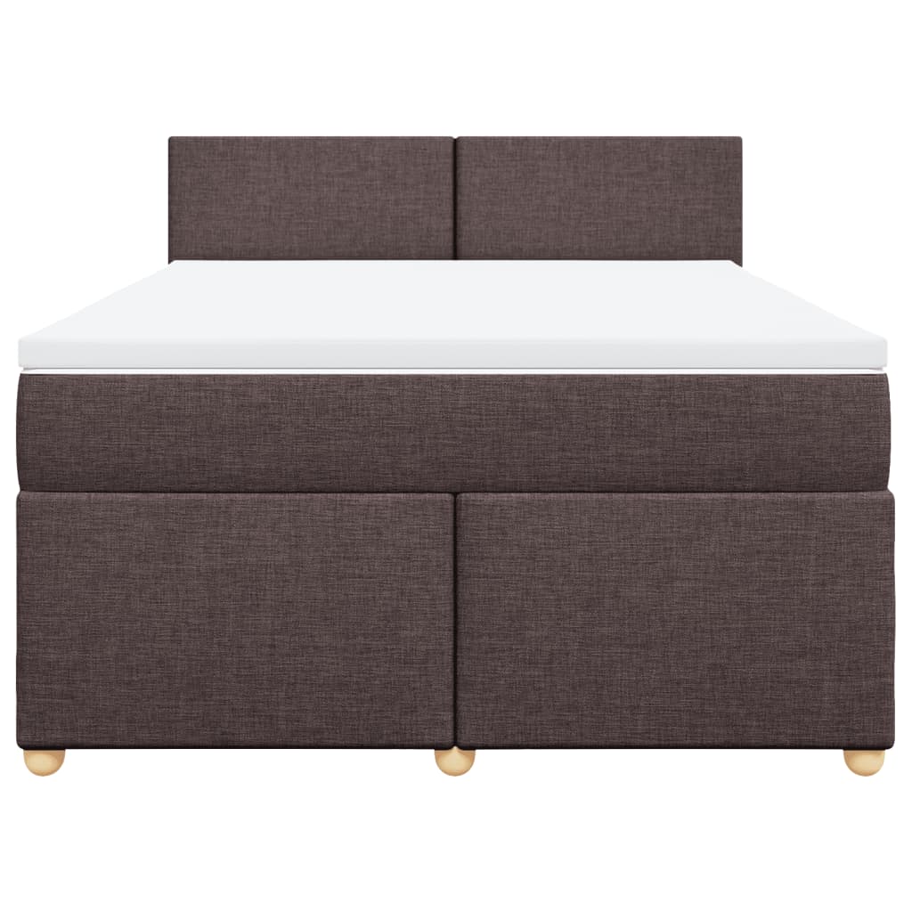 vidaXL Κρεβάτι Boxspring με Στρώμα Σκούρο Καφέ 160x200 εκ Υφασμάτινο