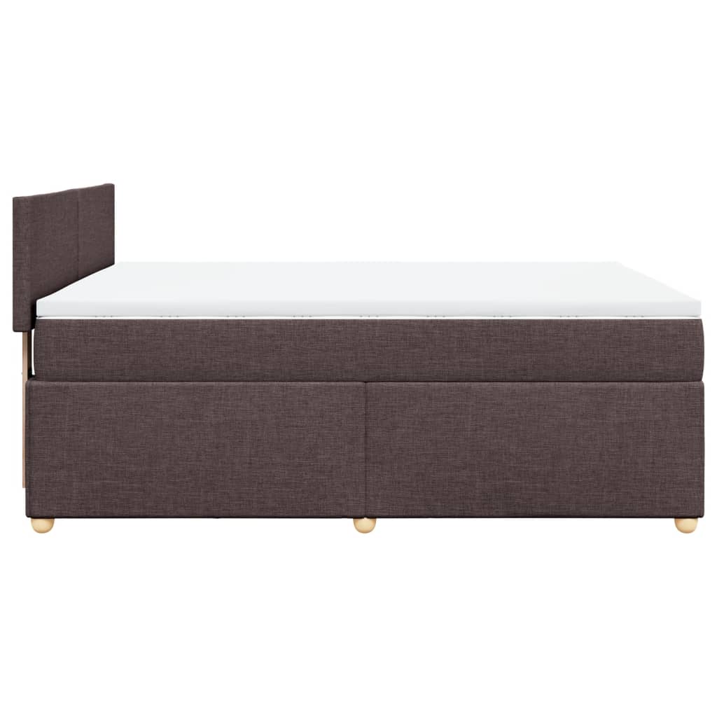vidaXL Κρεβάτι Boxspring με Στρώμα Σκούρο Καφέ 160x200 εκ Υφασμάτινο
