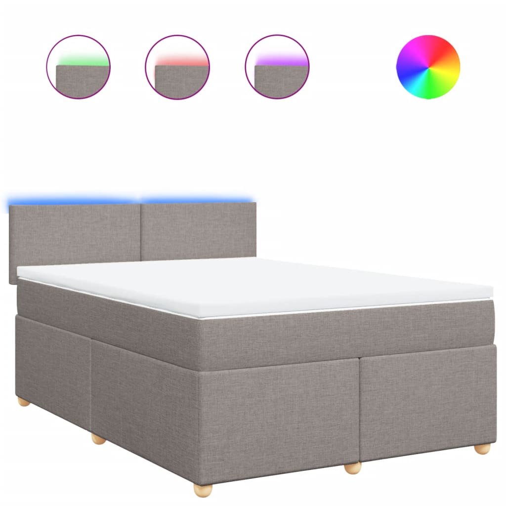 vidaXL Κρεβάτι Boxspring με Στρώμα Taupe 160x200 εκ. Υφασμάτινο
