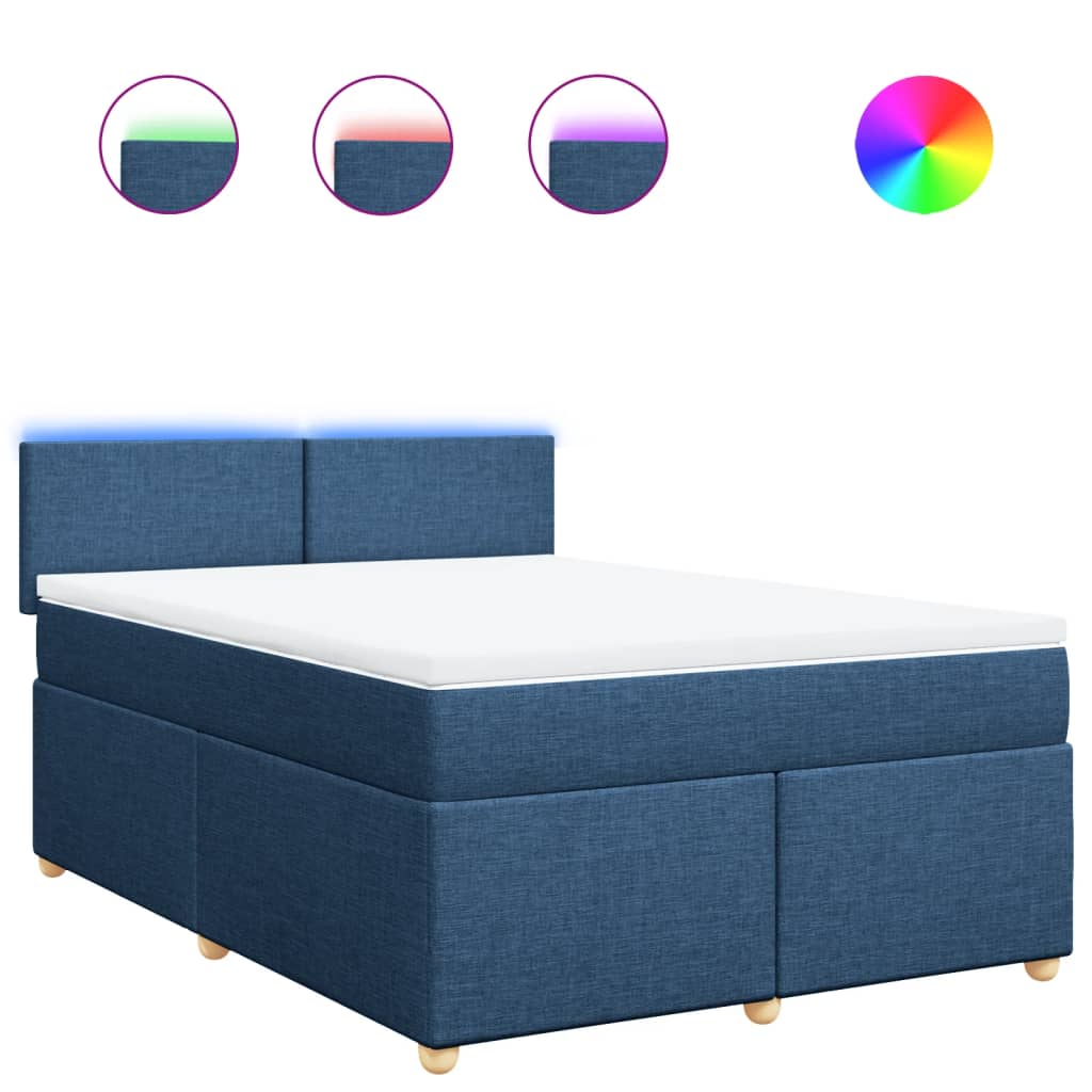 vidaXL Κρεβάτι Boxspring με Στρώμα Μπλε 160x200 εκ. Υφασμάτινο
