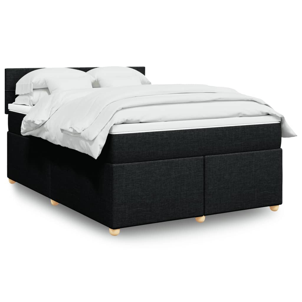 vidaXL Κρεβάτι Boxspring με Στρώμα Μαύρο 160x200 εκ. Υφασμάτινο