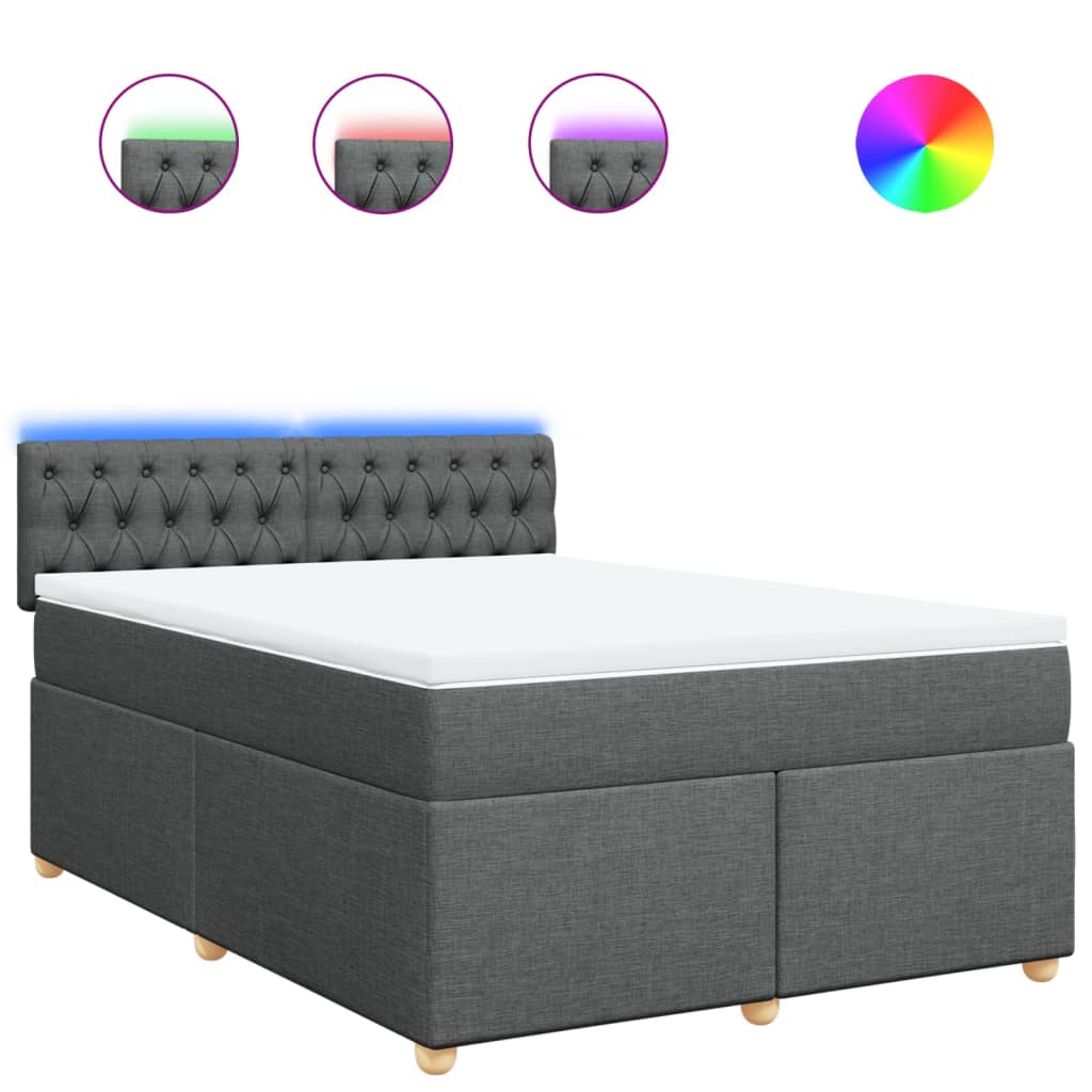 vidaXL Κρεβάτι Boxspring με Στρώμα Σκούρο Γκρι 160x200 εκ Υφασμάτινο