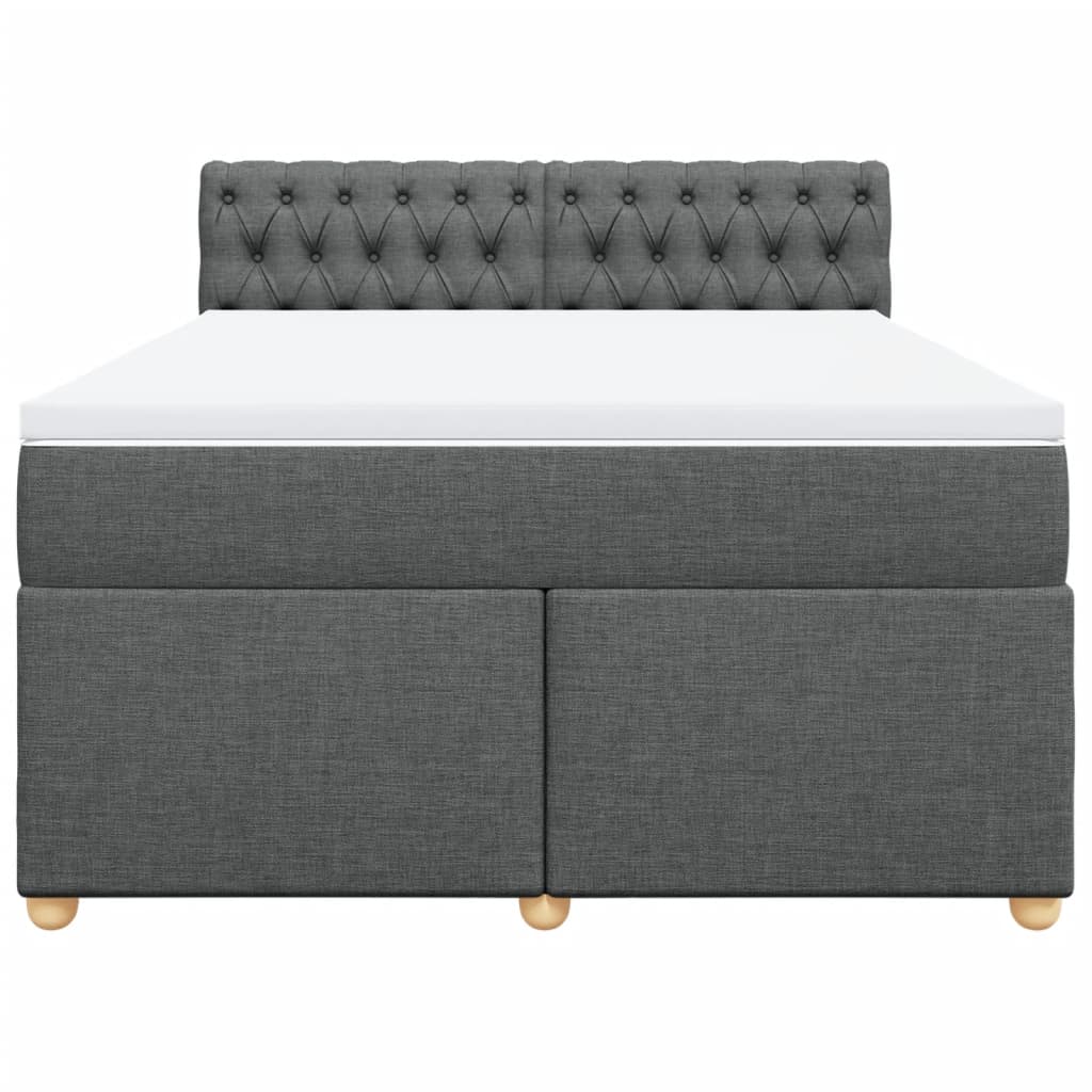 vidaXL Κρεβάτι Boxspring με Στρώμα Σκούρο Γκρι 160x200 εκ Υφασμάτινο