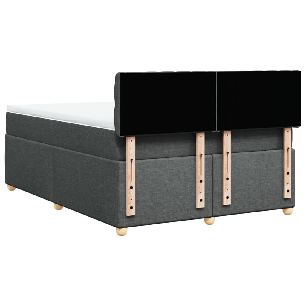 vidaXL Κρεβάτι Boxspring με Στρώμα Σκούρο Γκρι 160x200 εκ Υφασμάτινο