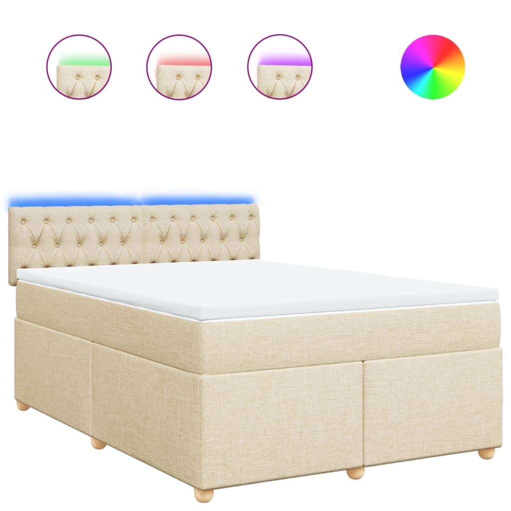 vidaXL Κρεβάτι Boxspring με Στρώμα Κρεμ 160x200 εκ. Υφασμάτινο