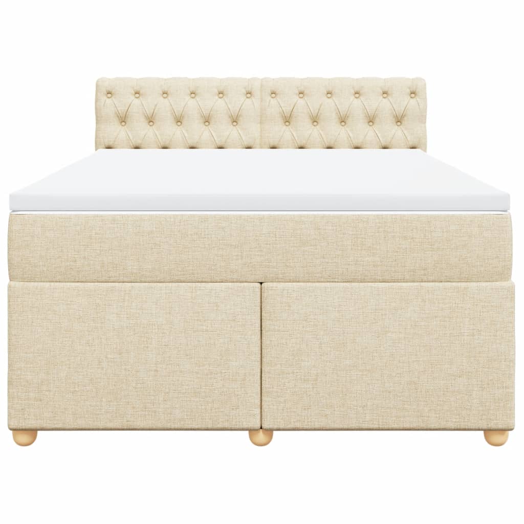 vidaXL Κρεβάτι Boxspring με Στρώμα Κρεμ 160x200 εκ. Υφασμάτινο