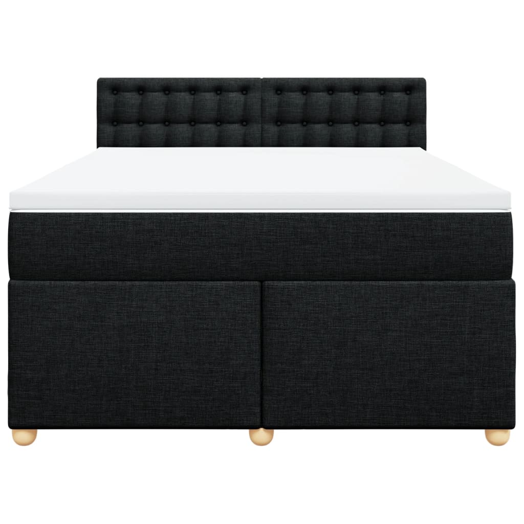 vidaXL Κρεβάτι Boxspring με Στρώμα Μαύρο 160x200 εκ. Υφασμάτινο