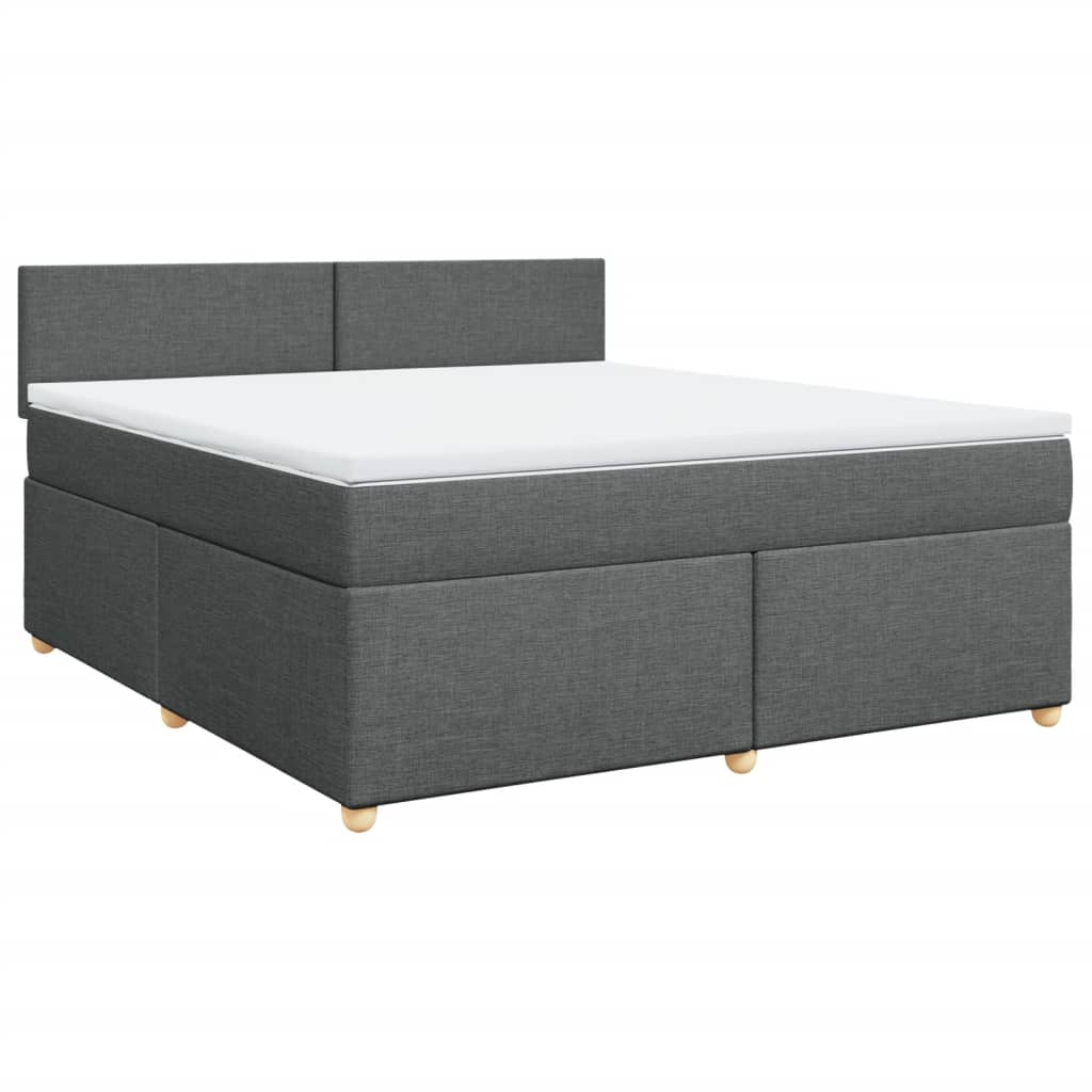 vidaXL Κρεβάτι Boxspring με Στρώμα Σκούρο Γκρι 180x200 εκ Υφασμάτιν