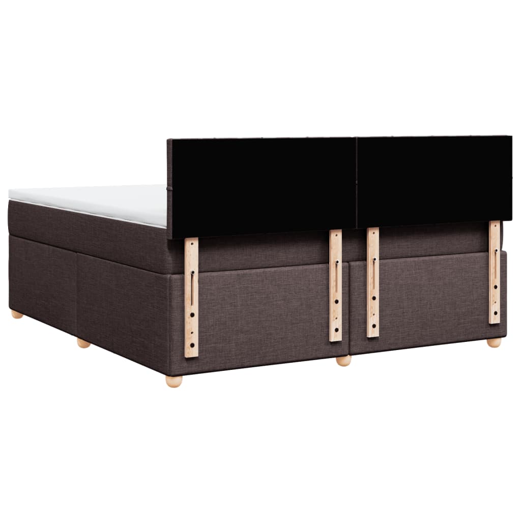 vidaXL Κρεβάτι Boxspring με Στρώμα Σκούρο Καφέ 180x200 εκ Υφασμάτινο
