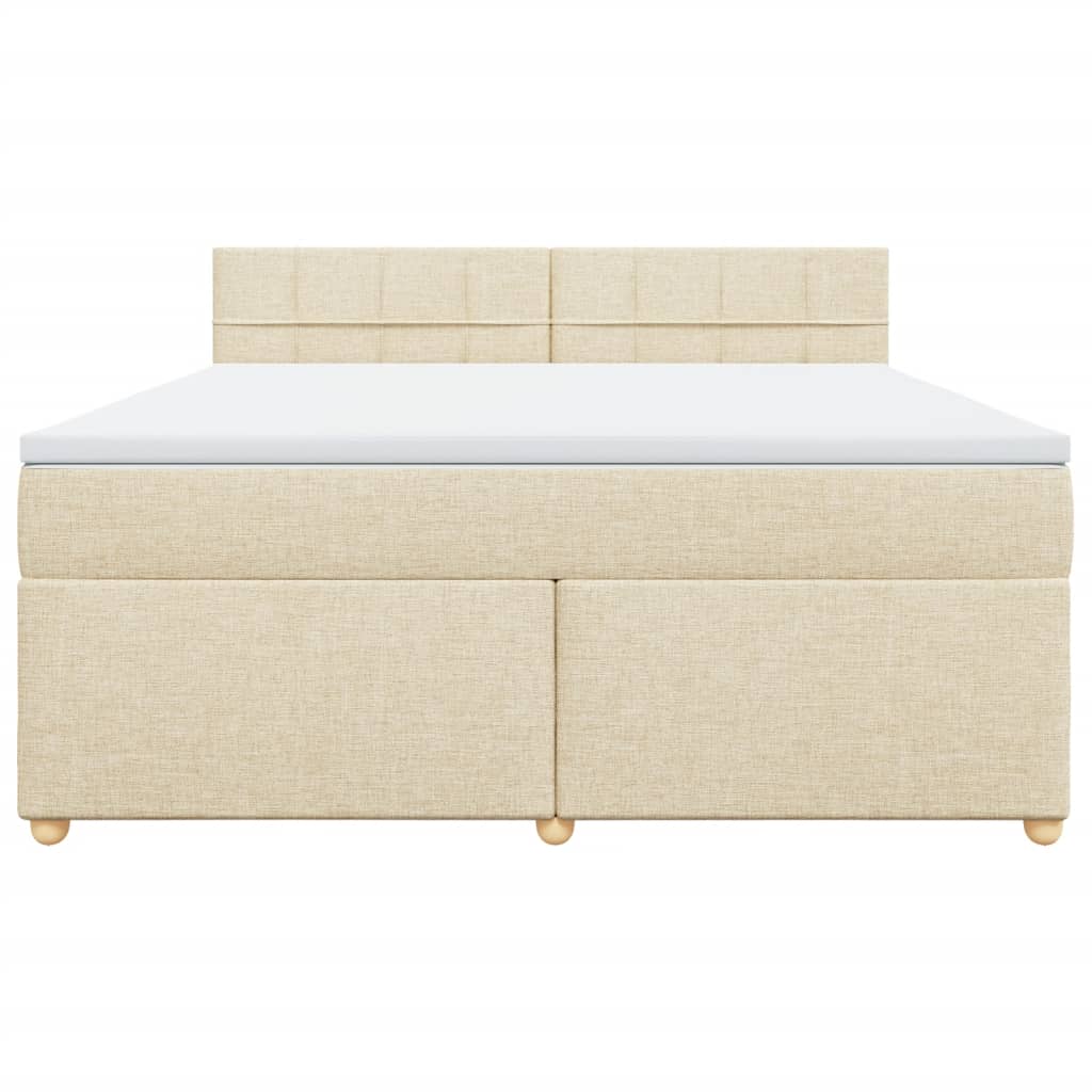vidaXL Κρεβάτι Boxspring με Στρώμα Κρεμ 180x200 εκ. Υφασμάτινο