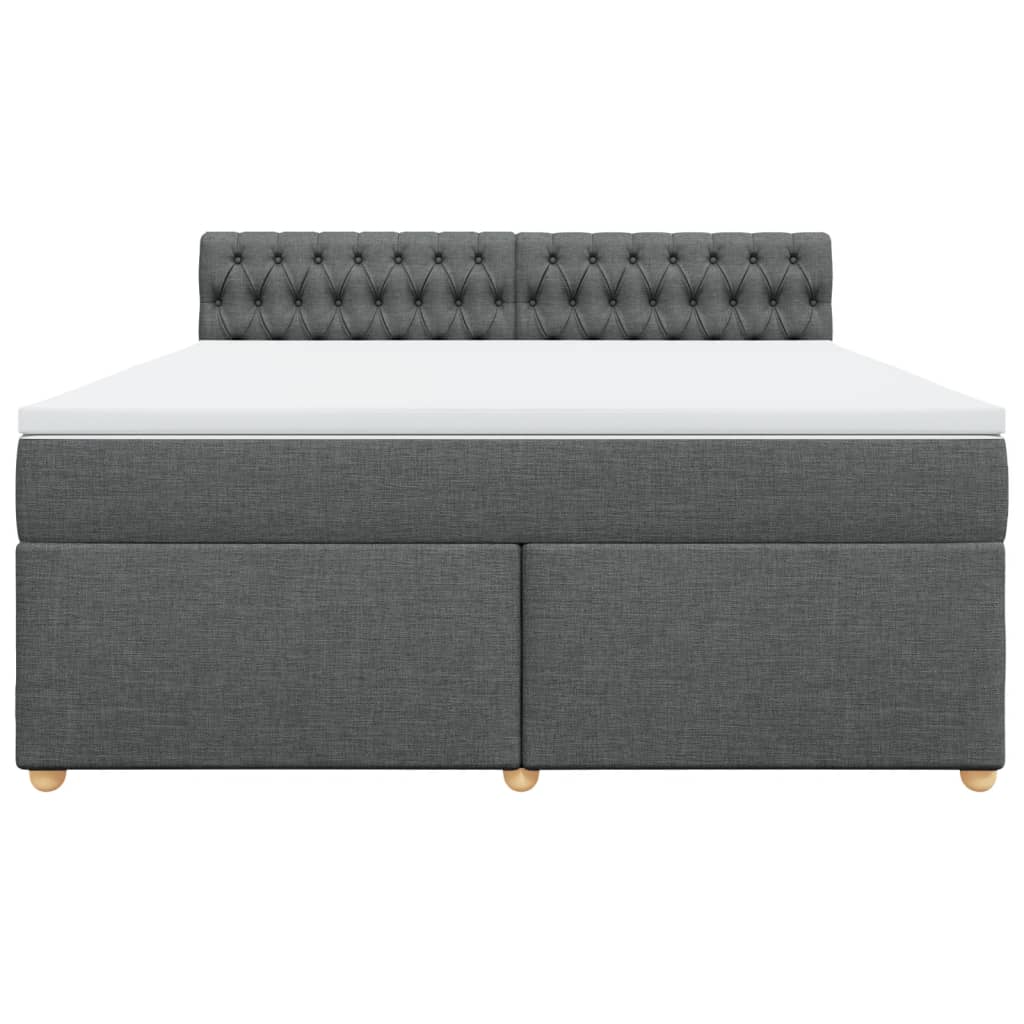 vidaXL Κρεβάτι Boxspring με Στρώμα Σκούρο Γκρι 180x200 εκ Υφασμάτιν