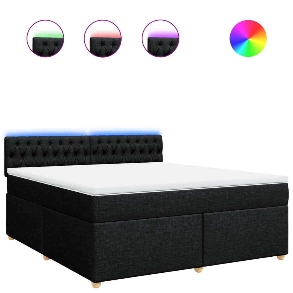 vidaXL Κρεβάτι Boxspring με Στρώμα Μαύρο 180x200 εκ. Υφασμάτινο