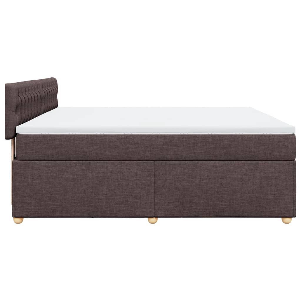 vidaXL Κρεβάτι Boxspring με Στρώμα Σκούρο Καφέ 180x200 εκ Υφασμάτινο