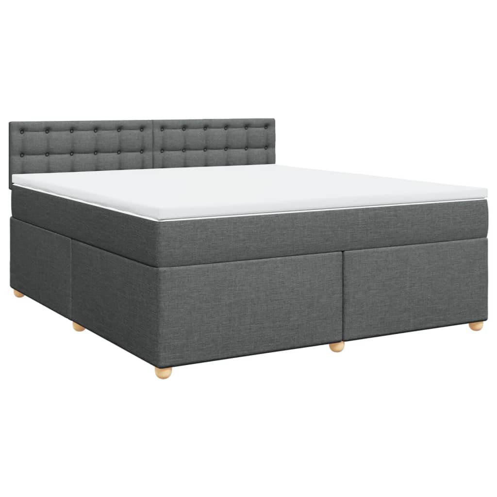 vidaXL Κρεβάτι Boxspring με Στρώμα Σκούρο Γκρι 180x200 εκ Υφασμάτιν