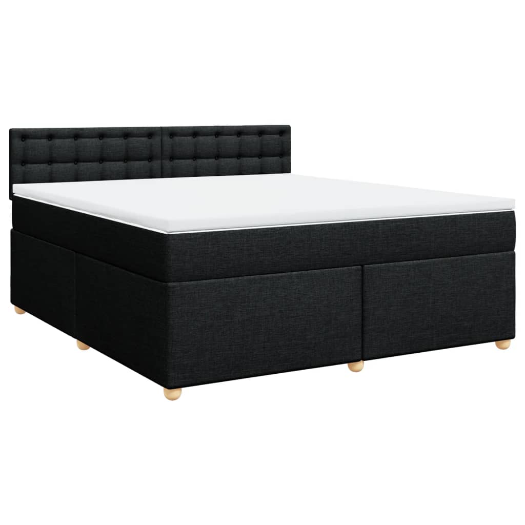 vidaXL Κρεβάτι Boxspring με Στρώμα Μαύρο 180x200 εκ. Υφασμάτινο