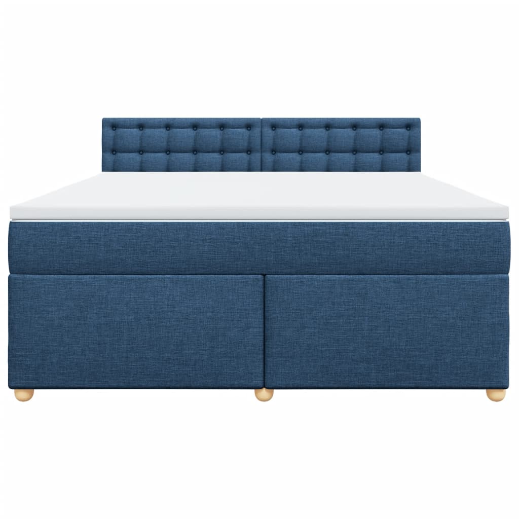 vidaXL Κρεβάτι Boxspring με Στρώμα Μπλε 180x200 εκ. Υφασμάτινο