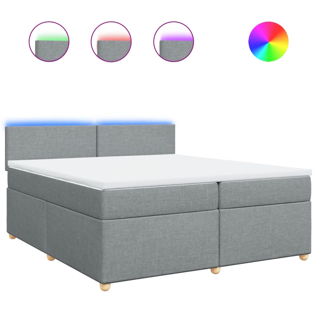 vidaXL Κρεβάτι Boxspring με Στρώμα Ανοιχτό Γκρι 200x200 εκ. Υφασμάτινο