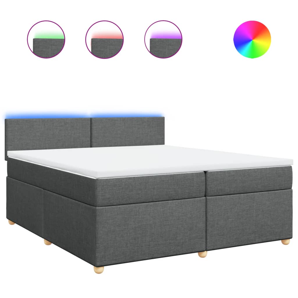 vidaXL Κρεβάτι Boxspring με Στρώμα Σκούρο Γκρι 200x200 εκ. Υφασμάτινο