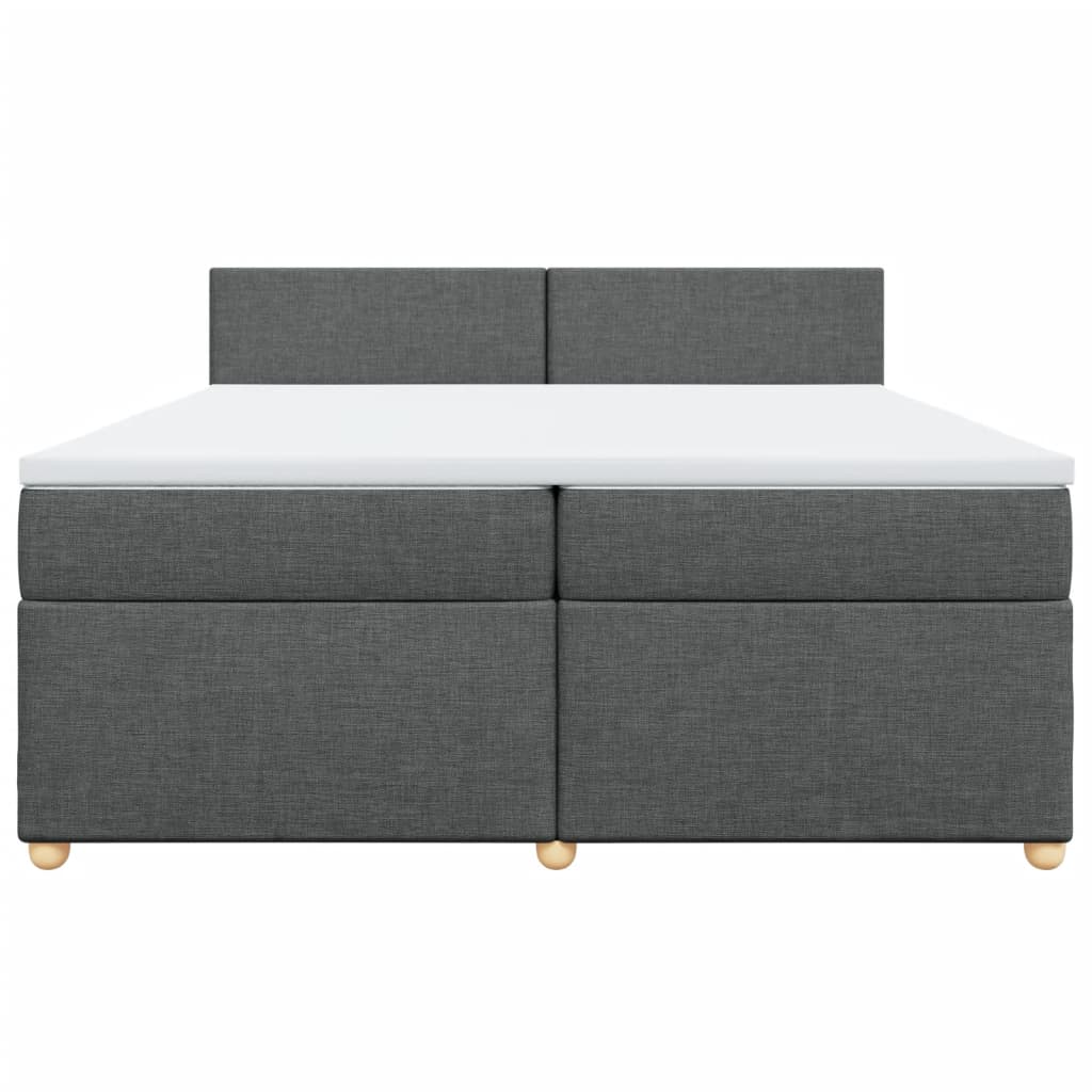 vidaXL Κρεβάτι Boxspring με Στρώμα Σκούρο Γκρι 200x200 εκ. Υφασμάτινο