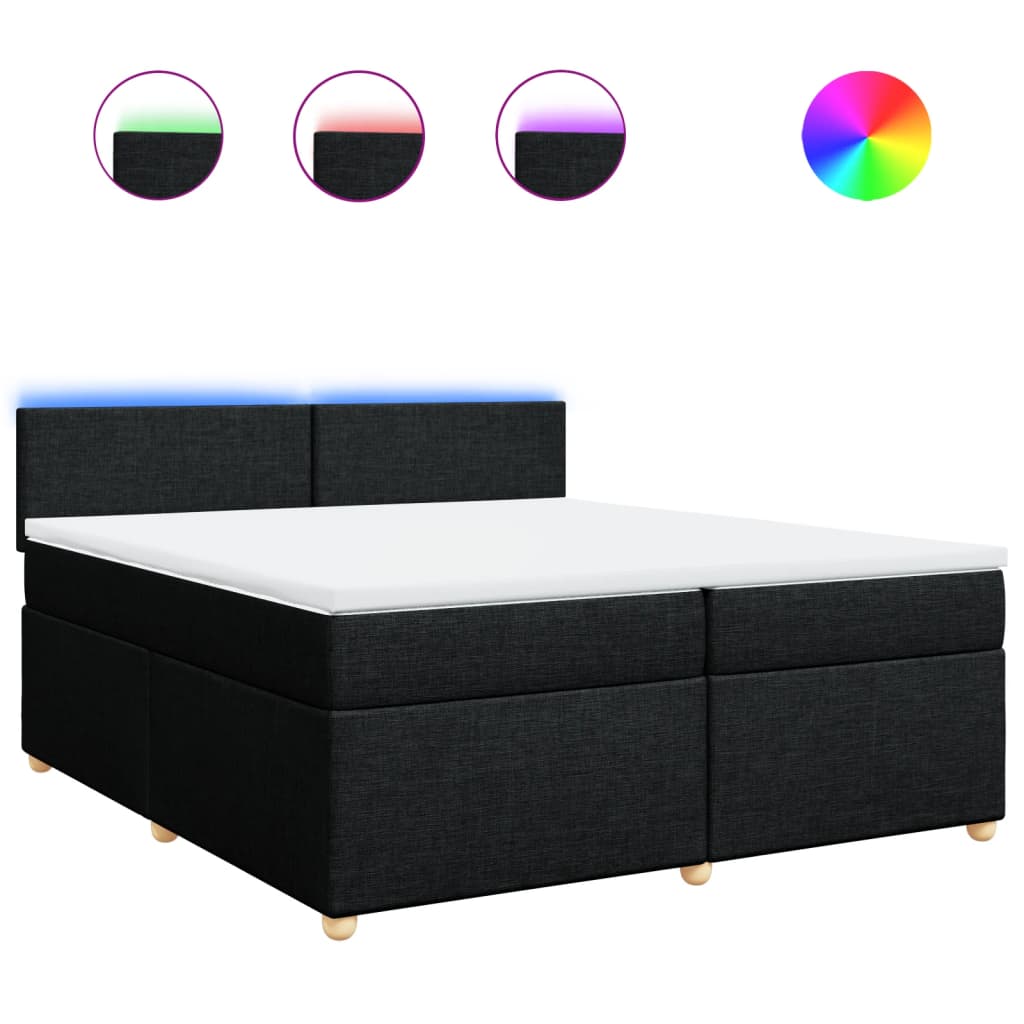 vidaXL Κρεβάτι Boxspring με Στρώμα Μαύρο 200x200 εκ. Υφασμάτινο
