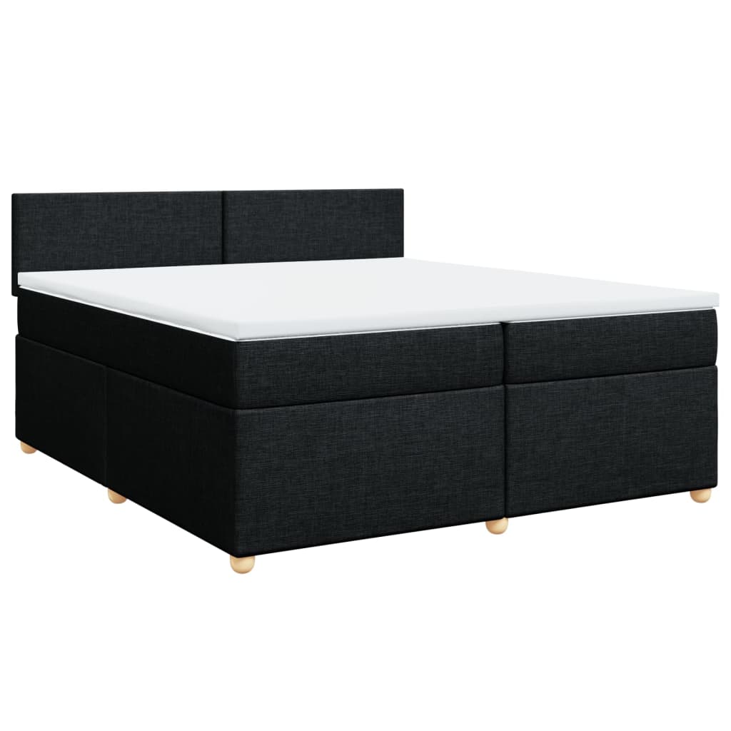 vidaXL Κρεβάτι Boxspring με Στρώμα Μαύρο 200x200 εκ. Υφασμάτινο