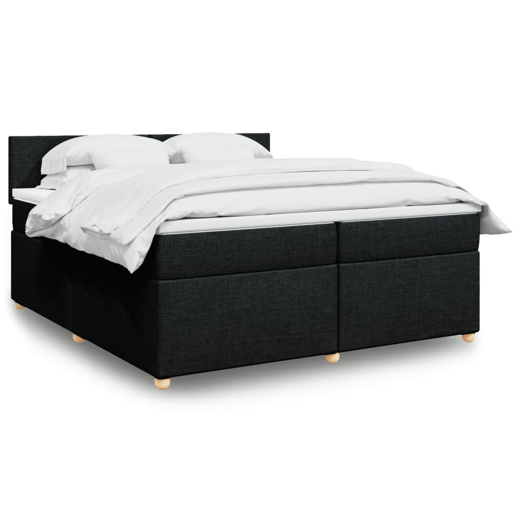vidaXL Κρεβάτι Boxspring με Στρώμα Μαύρο 200x200 εκ. Υφασμάτινο