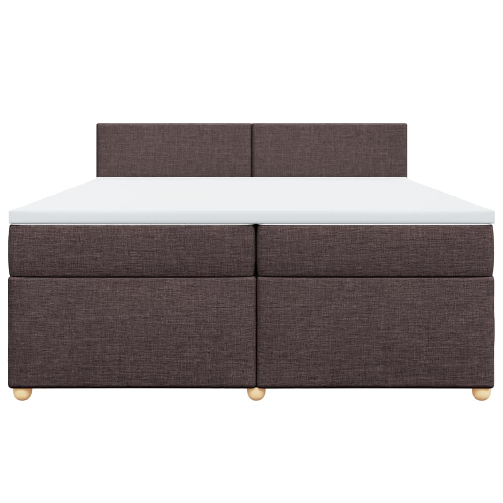 vidaXL Κρεβάτι Boxspring με Στρώμα Σκούρο Καφέ 200x200 εκ. Υφασμάτινο